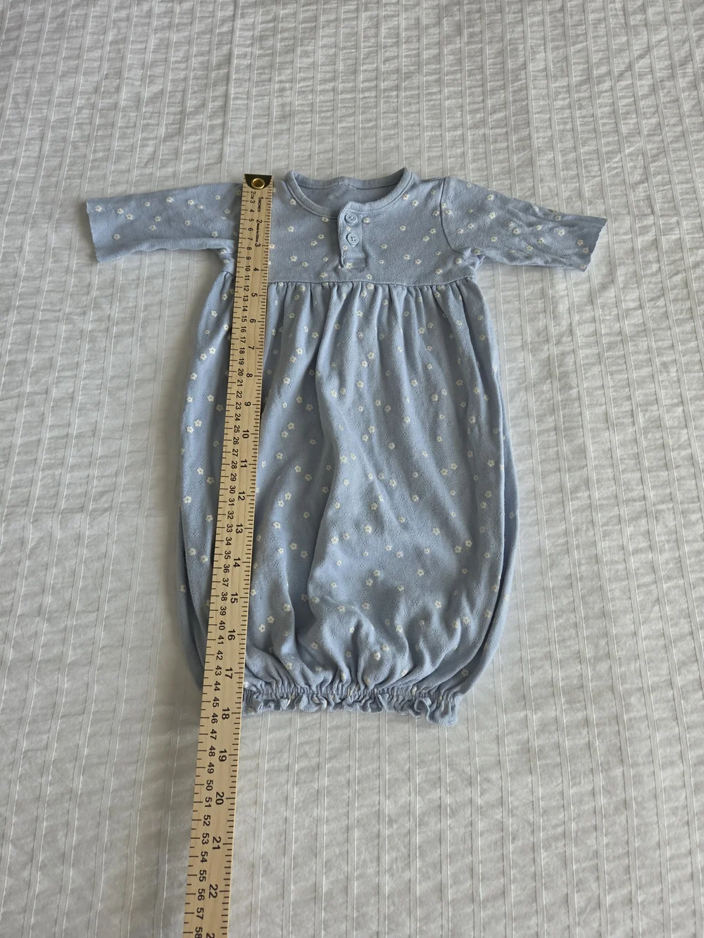 Gerber Baby Sleep Gown 0-3 Months Blue Floral 100% Cotton Newborn Sleeper